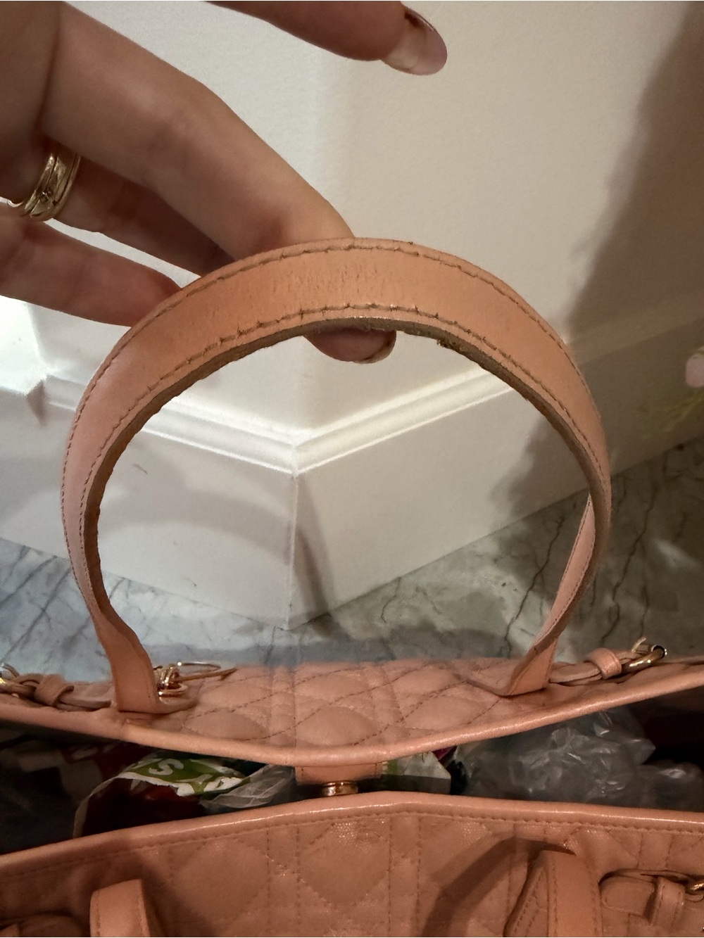 Christian Dior Panarea Cannage Pink Tote Gold Hardware Shoulder Bag - Picture 7 of 9